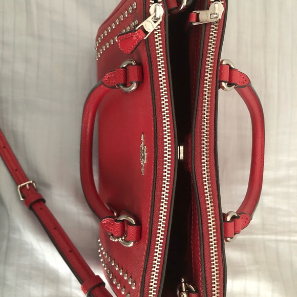 Coach red satchel purse style # 77911 - Picture 5 of 7